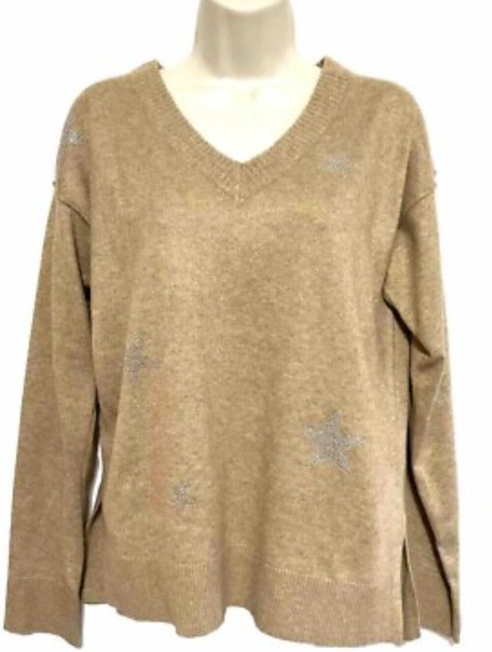 NWOT Lucky Brand Star V-Neck Sweater Size XL
